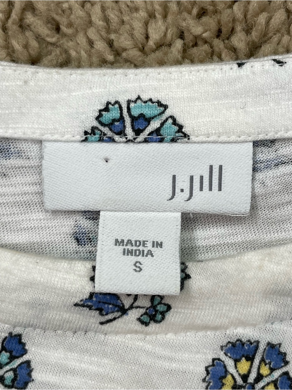 J. Jill White Scoop Neck Top with Blue Floral Border - Picture 6 of 13